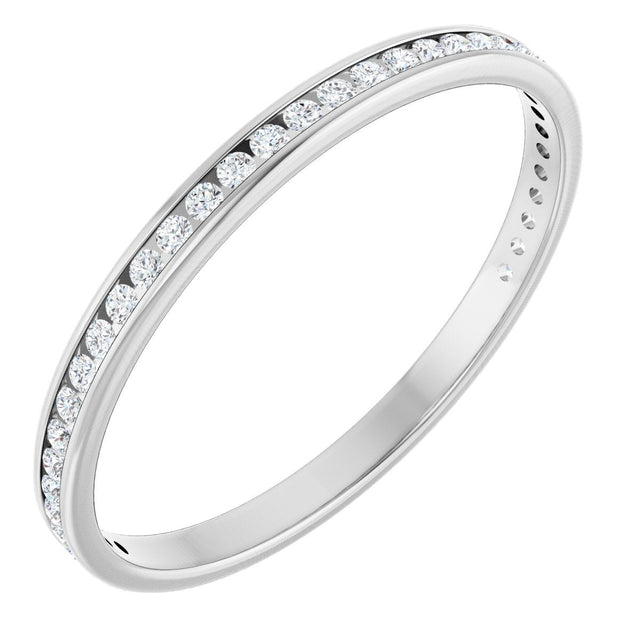 14K Gold Round Natural Diamond Channel-Set Anniversary Band – 1.5 mm Stones (1/2 CTW) - White Gold