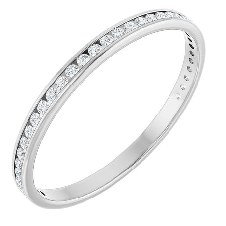 14K Gold Round Lab-Grown Diamond Channel-Set Anniversary Band – 1.5 mm Stones (1/2 CTW) - White Gold