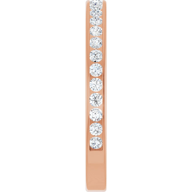14K Gold Round Lab-Grown Diamond Channel-Set Anniversary Band – 2 mm Stones - Rose Gold - view 4