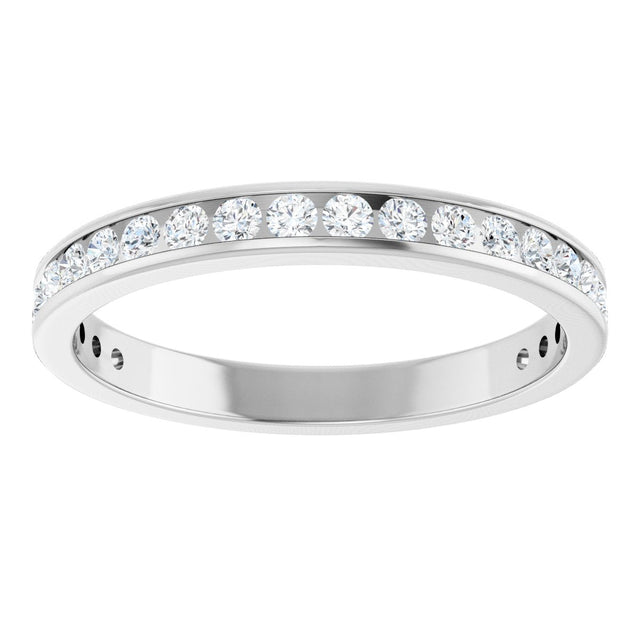 14K Gold Round Natural Diamond Channel-Set Anniversary Band – 2 mm Stones - White Gold - view 3