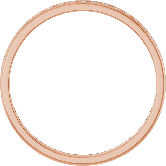 14K Gold Round Lab-Grown Diamond Channel-Set Anniversary Band – 1.7 mm Stones - Rose Gold - view 2
