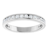 14K Gold Round Natural Diamond Channel-Set Anniversary Band – 1.5 mm Stones - White Gold - view 3
