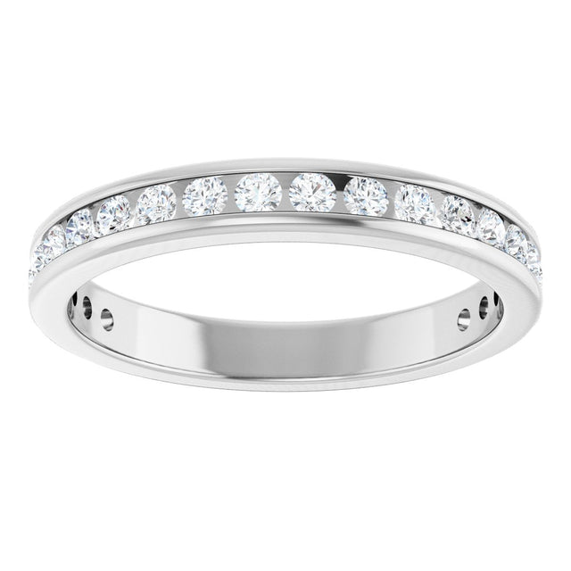14K Gold Round Natural Diamond Channel-Set Anniversary Band – 1.5 mm Stones - White Gold - view 3