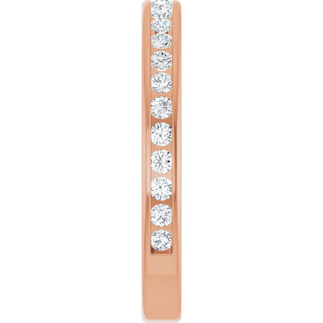 14K Gold Round Natural Diamond Channel-Set Anniversary Band – 1.5 mm Stones - Rose Gold - view 4