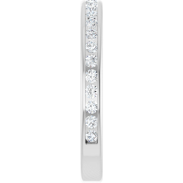 14K Gold Round Natural Diamond Channel-Set Anniversary Band – 1.5 mm Stones - White Gold - view 4