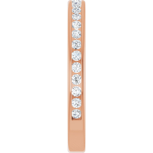 14K Gold Round Lab-Grown Diamond Channel-Set Anniversary Band – 1.5 mm Stones - Rose Gold - view 4