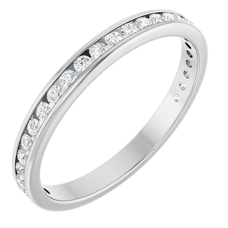 14K Gold Round Lab-Grown Diamond Channel-Set Anniversary Band – 1.5 mm Stones - White Gold
