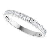 14K Gold Round Natural Diamond Channel-Set Anniversary Band – 1.5 mm Stones - White Gold - view 5