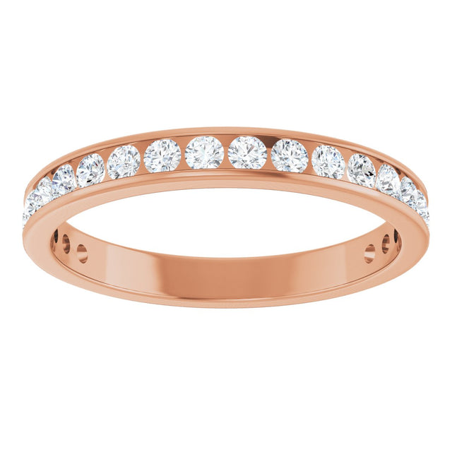 10K Gold Round Natural Diamond Channel-Set Anniversary Band – 7/8 CTW - Rose Gold - view 3