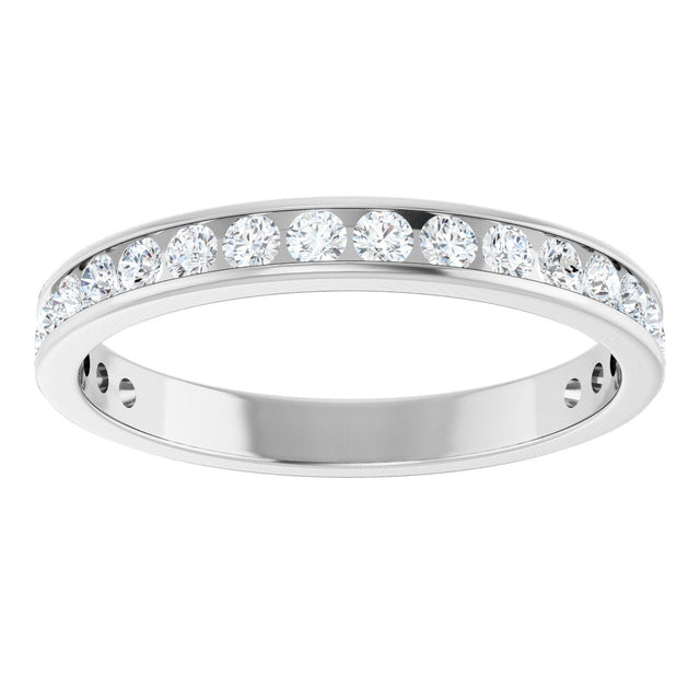 10K Gold Round Natural Diamond Channel-Set Anniversary Band – 5/8 CTW - White Gold - view 3