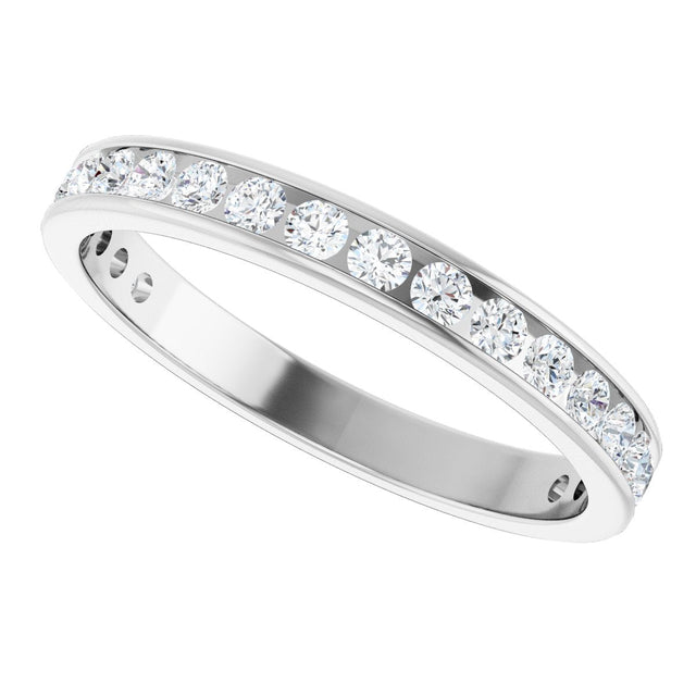 10K Gold Round Natural Diamond Channel-Set Anniversary Band – 3/4 CTW - White Gold - view 5
