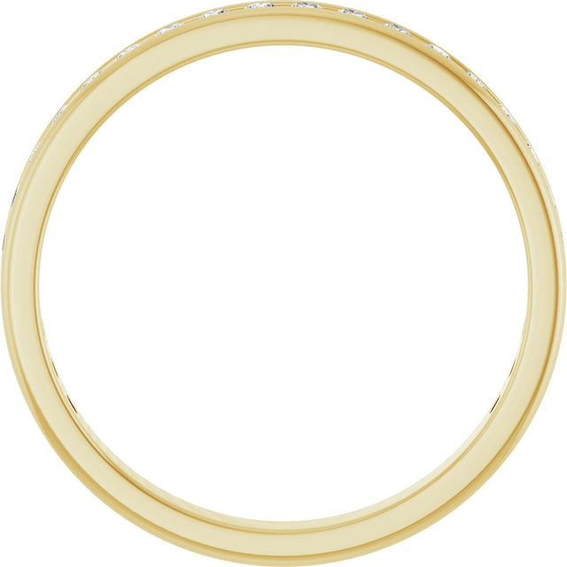 14K Gold Round Natural Diamond Channel-Set Anniversary Band – 1.5 mm Stones - Yellow Gold - view 2