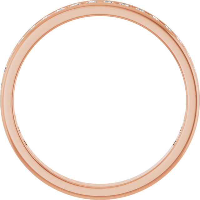 14K Gold Round Lab-Grown Diamond Channel-Set Anniversary Band – 1.5 mm Stones - Rose Gold - view 2
