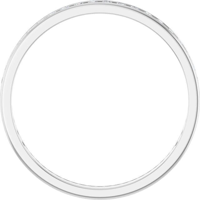 14K Gold Round Natural Diamond Channel-Set Anniversary Band – 2 mm Stones (7/8 CTW) - White Gold - view 2