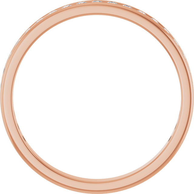 14K Gold Round Natural Diamond Channel-Set Anniversary Band – 1.5 mm Stones - Rose Gold - view 2