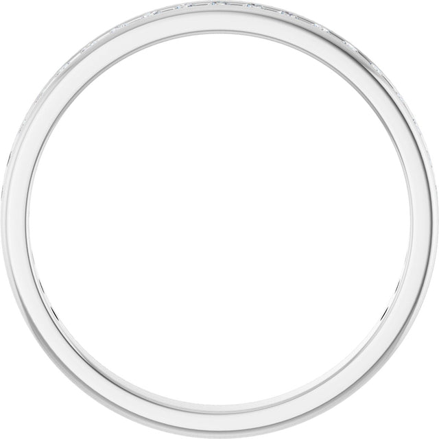 14K Gold Round Natural Diamond Channel-Set Anniversary Band – 1.5 mm Stones - White Gold - view 2