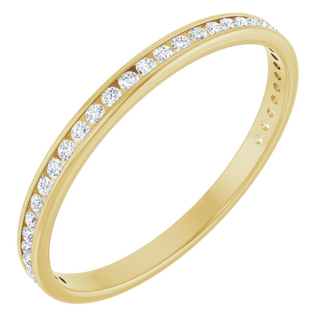 14K Gold Round Natural Diamond Channel-Set Anniversary Band – 1.5 mm Stones (1/2 CTW) - Yellow Gold