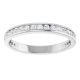 14K Gold Round Natural Diamond Channel-Set Anniversary Band – 1.5 mm Stones - White Gold - view 3