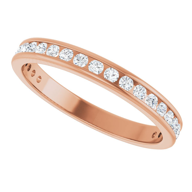 14K Gold Round Lab-Grown Diamond Channel-Set Anniversary Band – 1.5 mm Stones - Rose Gold - view 5