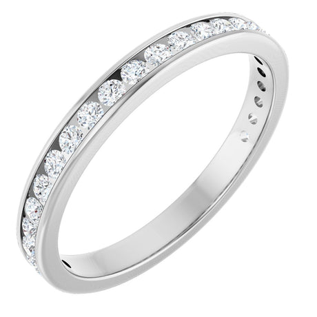 14K Gold Round Lab-Grown Diamond Channel-Set Anniversary Band – 2 mm Stones - White Gold