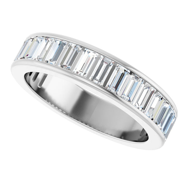 14K Gold Straight Baguette Natural Diamond Channel-Set Anniversary Band – 3x1.5 mm Stones - White Gold - view 5