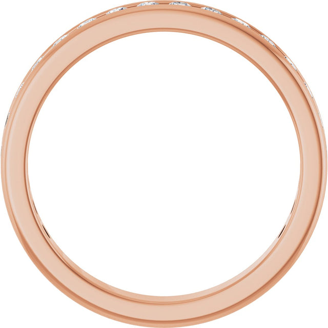 14K Gold Round Natural Diamond Channel-Set Anniversary Band – 1.7 mm Stones - Rose Gold - view 2