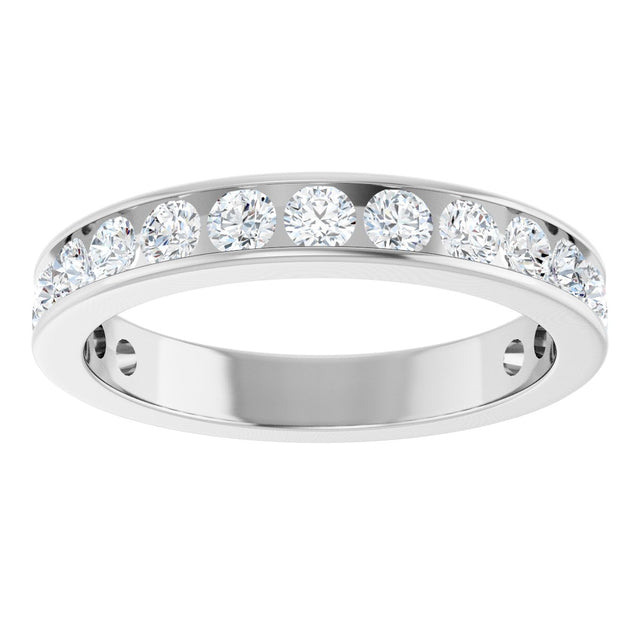 14K Gold Round Natural Diamond Channel-Set Anniversary Band – 3 mm Stones - White Gold - view 3