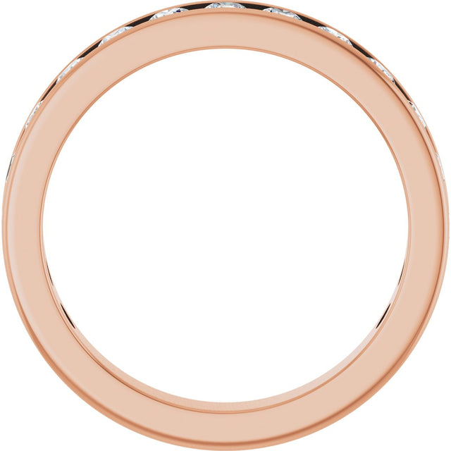 14K Gold Round Lab-Grown Diamond Channel-Set Anniversary Band – 3 mm Stones - Rose Gold - view 2