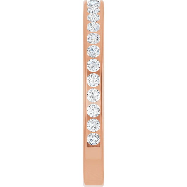 14K Gold Round Natural Diamond Channel-Set Anniversary Band – 2 mm Stones - Rose Gold - view 4