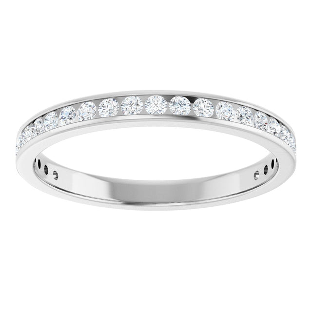 14K Gold Round Lab-Grown Diamond Channel-Set Anniversary Band – 2 mm Stones - White Gold - view 3