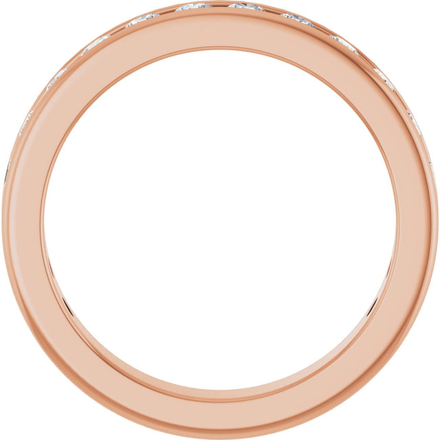 14K Gold Round Natural Diamond Channel-Set Anniversary Band – 2 mm Stones - Rose Gold - view 2