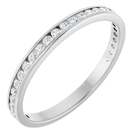 14K Gold Round Lab-Grown Diamond Channel-Set Anniversary Band – 1.7 mm Stones - White Gold