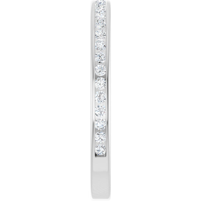 14K Gold Round Natural Diamond Channel-Set Anniversary Band – 1.5 mm Stones (1/2 CTW) - White Gold - view 4