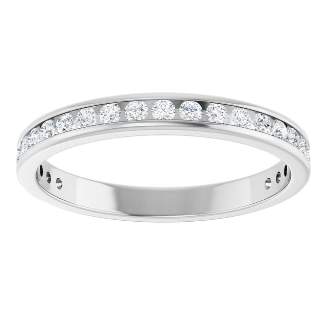 14K Gold Round Natural Diamond Channel-Set Anniversary Band – 1.5 mm Stones - White Gold - view 3