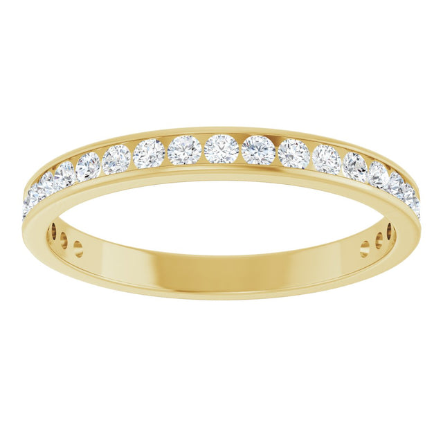 14K Gold Round Natural Diamond Channel-Set Anniversary Band – 2.25 mm Stones (1 CTW) - Yellow Gold - view 3
