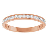 14K Gold Round Natural Diamond Channel-Set Anniversary Band – 2.25 mm Stones (1 CTW) - Rose Gold - view 3