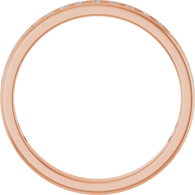 10K Gold Round Natural Diamond Channel-Set Anniversary Band – 1/2 CTW – Sizes 15-20 - Rose Gold - view 2