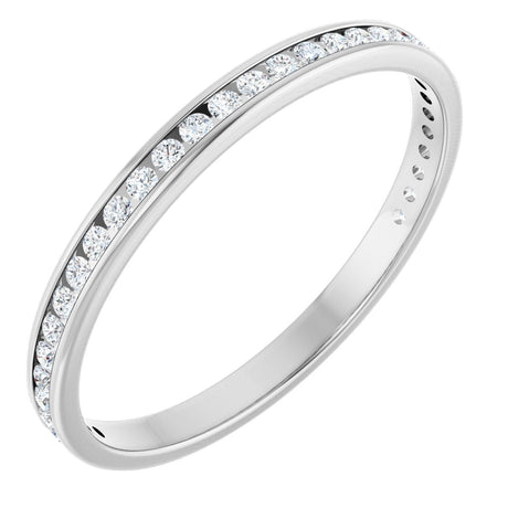 14K Gold Round Lab-Grown Diamond Channel-Set Anniversary Band – 1.5 mm Stones (1/2 CTW) - White Gold