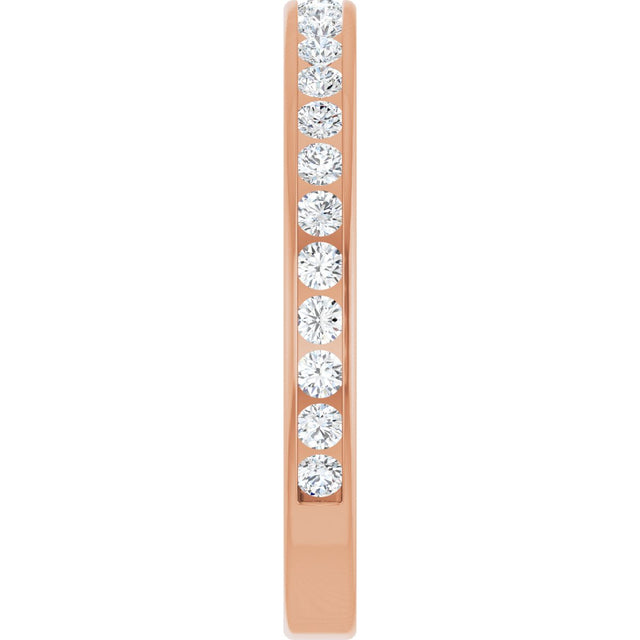 14K Gold Round Natural Diamond Channel-Set Anniversary Band – 2 mm Stones - Rose Gold - view 4
