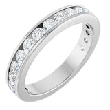 14K Gold Round Lab-Grown Diamond Channel-Set Anniversary Band – 2 mm Stones - White Gold