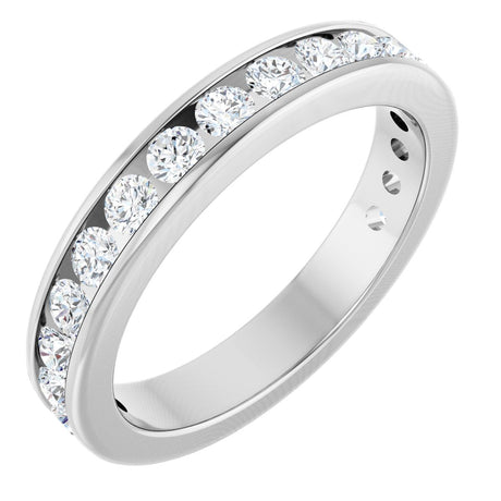 14K Gold Round Lab-Grown Diamond Channel-Set Anniversary Band – 2 mm Stones - White Gold