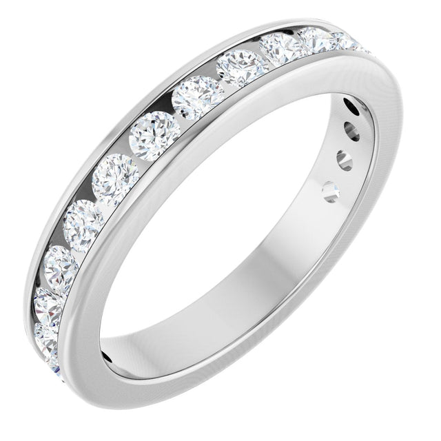 14K Gold Round Lab-Grown Diamond Channel-Set Anniversary Band – 2 mm Stones - White Gold
