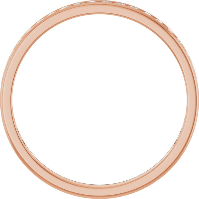 14K Gold Round Lab-Grown Diamond Channel-Set Anniversary Band – 1.7 mm Stones - Rose Gold - view 2