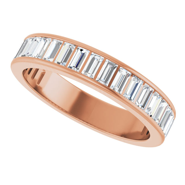 14K Gold Straight Baguette Lab-Grown Diamond Channel-Set Anniversary Band – 3x1.5 mm Stones - Rose Gold - view 5
