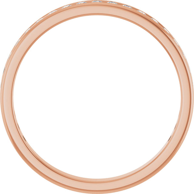 14K Gold Round Natural Diamond Channel-Set Anniversary Band – 1.5 mm Stones - Rose Gold - view 2