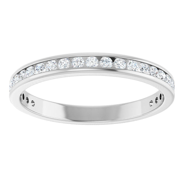 14K Gold Round Natural Diamond Channel-Set Anniversary Band – 1.5 mm Stones - White Gold - view 3