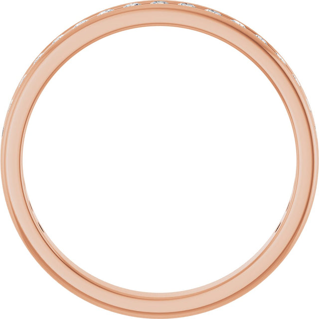 14K Gold Round Natural Diamond Channel-Set Anniversary Band – 1.5 mm Stones - Rose Gold - view 2