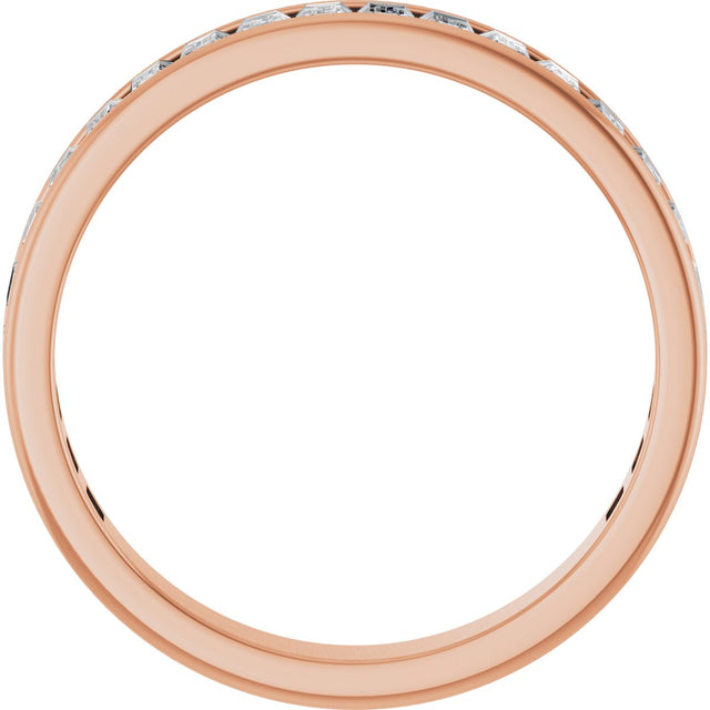 14K Gold Straight Baguette Lab-Grown Diamond Channel-Set Anniversary Band – 3x2 mm Stones - Rose Gold - view 2