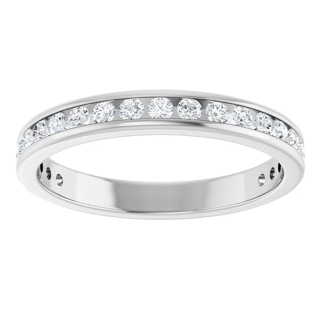 14K Gold Round Natural Diamond Channel-Set Anniversary Band – 1.5 mm Stones - White Gold - view 3