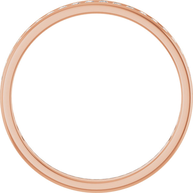 14K Gold Round Lab-Grown Diamond Channel-Set Anniversary Band – 1.5 mm Stones (1/2 CTW) - Rose Gold - view 2